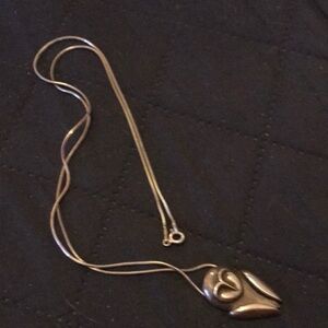 Italian Sterling Unisex 24” Snake Chain w/Artisan Signed Barn Owl Pendant
